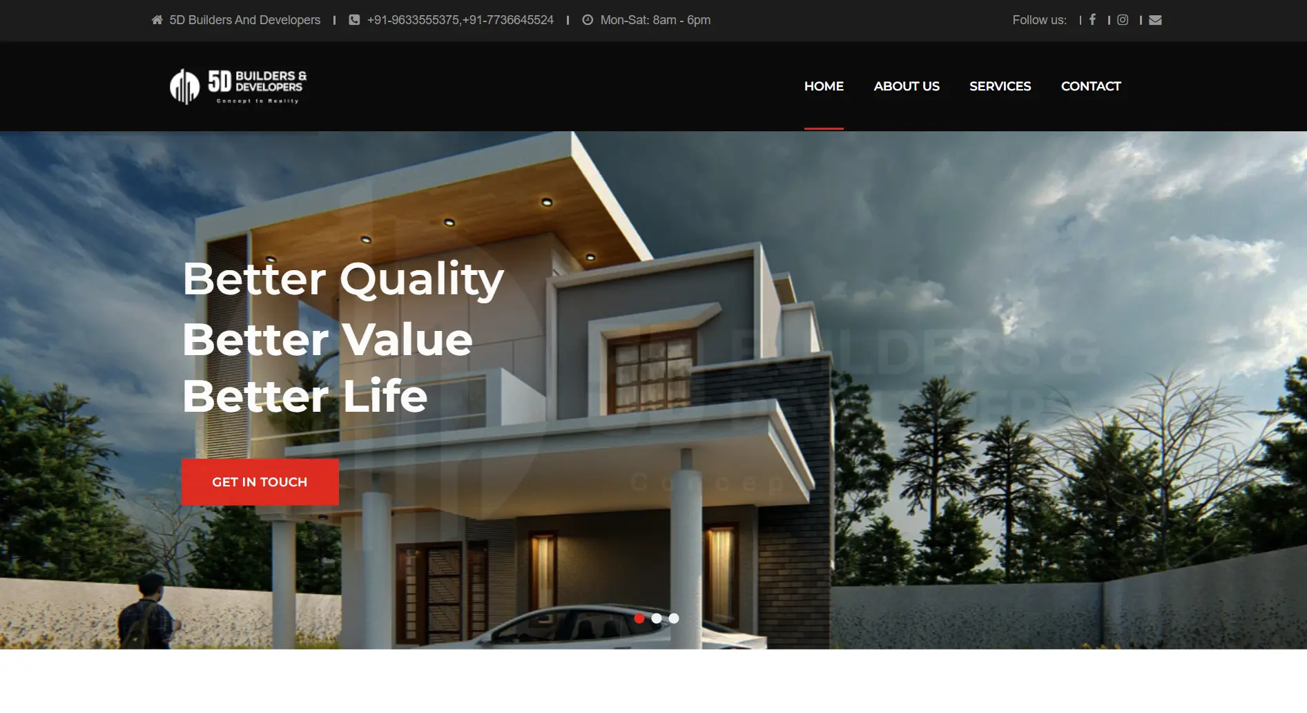 5D Builders Website Screenshot